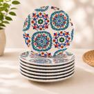 kIT 6 Pratos Melamina Redondo Estampado Louça Decorativa Resistente Mesa Posta Refeição Elegante 21,5cm kIT 6 Pratos Melamina Redondo Estampado Louça Decorativa Resistente Mesa Posta Refeição Elegante 21,5cm