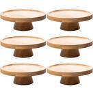 Kit 6 Pratos para Bolo com Pedestal Bambu 20cm Padaria Confeitaria Boleiras Pequenas