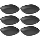 Kit 6 Pratos para Sobremesa Quadrados 17cm Preto Coza Plástico Essential