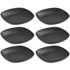 Kit 6 Pratos para Sobremesa Quadrados 17cm Preto Coza Plástico Essential