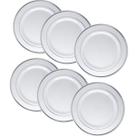 Kit 6 Pratos Plástico Resistente 19cm Festas Borda Prata