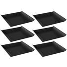 Kit 6 Pratos Quadrados 16cm Pretos Plástico Cozy Coza Lanches Frutas Frios
