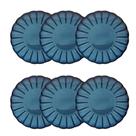 Kit 6 Pratos Scallop Azul Pequeno 21cm Em Cerâmica Cozinha