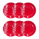 Kit 6 Pratos Sobremesa Coca Cola De Melanina 20cm - Vermelho