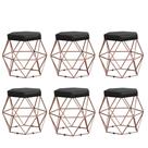 Kit 6 Puffs decorativos aramado Vanessa-material sintético preto