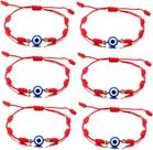 Kit 6 Pulseiras Olho Grego 7 Nós Ajustável Proteção Sorte