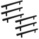Kit 6 Puxador Haste Preto Fosco Em Inox Redondo 64mm