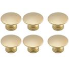 Kit 6 Puxador Ponto 24mm Dourado Escovado Para Gaveta