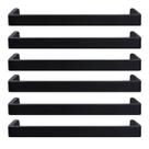 Kit 6 Puxadores Alça Piauí 16cm Preto Fosco Torralba Sobrepor Móveis Planejados Armários