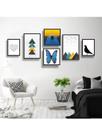 Kit 6 Quadros Decorativos Geometrico Azul Borboleta Kit 6 Quadros Decorativos Geometrico Azul Borboleta