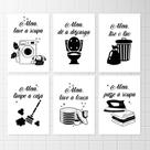 Kit 6 Quadros Lavanderia Cozinha Banheiro Alexa Decorativos