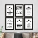 Kit 6 Quadros Moda Feminina Diva Loja Roupa Frases 20x28cm Kit 6 Quadros Moda Feminina Diva Loja Roupa Frases 20x28cm