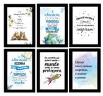 Kit 6 Quadros Professora Educação Escola Decorativos 20x28cm