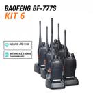 Kit 6 Rádios Comunicador Profissional 777S com Lanterna LED, 16 Canais e Bateria Recarregável Preto