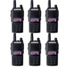 Kit 6 Rádios Comunicador Walk Talk Baofeng Bf Uv82 Amador Bandas De Freqüência Cor Preto