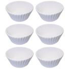 Kit 6 Ramekins Canelados 140ml Molheiras Porcelana Branca New Bone China Blanc LHermitage Servir