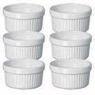 Kit 6 ramequim cerâmica canelado branco tigela ramekim 270ml Kit 6 ramequim cerâmica canelado branco tigela ramekim 270ml