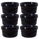 Kit 6 ramequim cerâmica canelado preto tigela ramekim 270ml