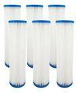 Kit 6 Refil Filtro Plissado Lavável 9 3/4'' X 2 1/2 20 Micra Branco