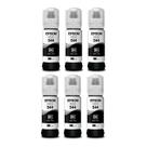 Kit 6 Refil original T544 L3110 L3150 L3250 Preto