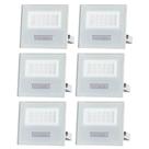 Kit 6 Refletor Holofote Taschibra Led Tr Slim 20w Verde Prova Da água Ip65 Branco Bivolt