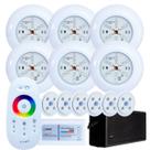 Kit 6 Refletores Led 6w RGB ABS e Comando para Iluminação Piscina Vinil