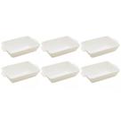 Kit 6 Refratários 23,5x15x5cm Travessa Porcelana Branca com Alça Funda Lyor Basic