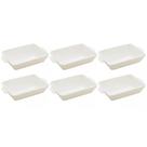 Kit 6 Refratários 23,5x15x5cm Travessa Porcelana Branca com