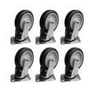 Kit 6 Rodinhas 12cm Plástico BP 5 Pol c Placa Giratória