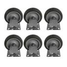 Kit 6 Rodinhas 12cm Plástico BP 5 Polegadas c/ Placa Fixa