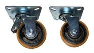 Kit 6 Rodizio Ferro Pu 4pol. R414 Girat. Placa(3 C/ Freio +3 Sem) 200kg Por Roda