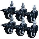 Kit 6 Rodízio Linha Black Parafuso 3/8" 41mm Com Freio Preto - Colson