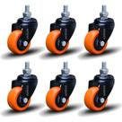 Kit 6 Rodízio Linha Black Parafuso 3/8" 41mm Sem Freio 180kg Laranja - Colson