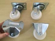 Kit 6 Rodizio Nylon 3pol. Placa Chapa (4 Giratorio + 2 Fixo) Kit 6 Rodizio Nylon 3pol. Placa Chapa (4 Giratorio + 2 Fixo)