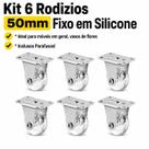 Kit 6 Rodizio Rodinha 50mm Fixo Multiuso para Sofá Bicama e Móveis em Geral