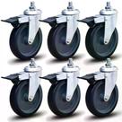 Kit 6 Rodízios Anti Risco Móveis 5" 128mm 450kg Com Freio - Colson - 2518