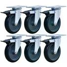 Kit 6 Rodízios Anti Risco Móveis 5" 128mm 450kg Com Freio - Colson - 2519