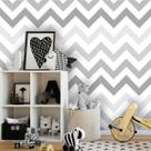Kit 6 Rolos Papel de Parede Chevron Cinza
