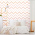 Kit 6 Rolos Papel de Parede Chevron Espumante Rosê