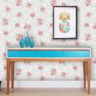 Kit 6 Rolos Papel de Parede Floral Romântico