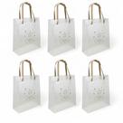 Kit 6 Sacolas Transparente Feliz Natal Alça Bolsa Gifts 25cm