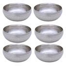 Kit 6 Saladeiras Tigela Bowl Inox Martelado 18cm 1350ml