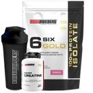 Kit 6 Six Gold 100% 2kg + Creatina Power 300g + Coqueteleira - Bodybuilders