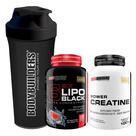 Kit 6 Six Lipo 120 Cápsulas, Power Creatina 100g e Coqueteleira Bodybuilders