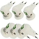 Kit 6 Soquetes Adaptadores E27 com Botão Liga/Desliga Bivolt 127/220V Padrão Brasileiro