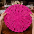 Kit 6 Sousplat Crochê Redondo Barbante Para Mesa De Jantar Pink