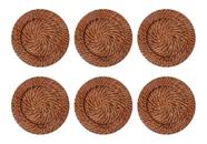 Kit 6 Sousplat Redondo Mundiart Rattan Bambu Cores Variadas