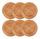 Kit 6 Sousplat Redondo Mundiart Rattan Bambu Cores Variadas