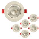 Kit 6 Spot de LED 3000K 5W Luz Amarela Embutir Direcionável Branco Quente - Conforto