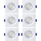 Kit 6 Spot De Led Embutir Slim Mr16 Quadrado 6w Bivolt 4100k Neutro